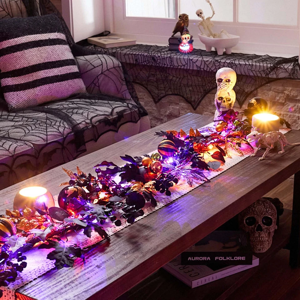 Halloween Garland for Mantel with Lights, 6 Feet Pre-Lit Jack-o'-Lantern Pump... - Image 2 of 4