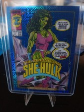 2024 Marvel Masterpieces 92 Platinum She-Hulk # 82-V Blue Traxx Variant Cover