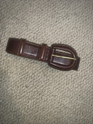 IL RICCIO Brown Snake Embossed Leather Belt 30-33