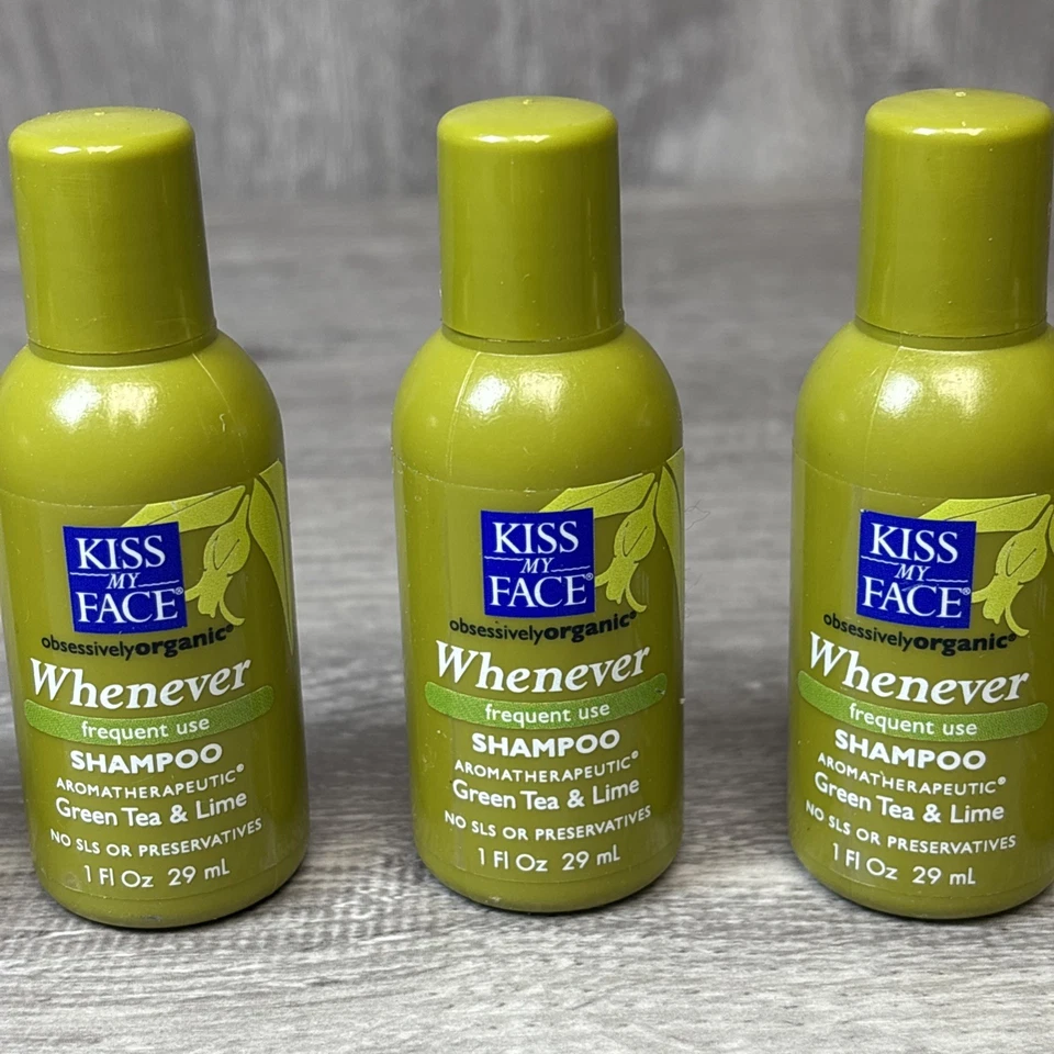 Lot of 5 Kiss My Face Whenever Travel Size Shampoos with Green Tea and Lime 1oz - Image 3 of 4