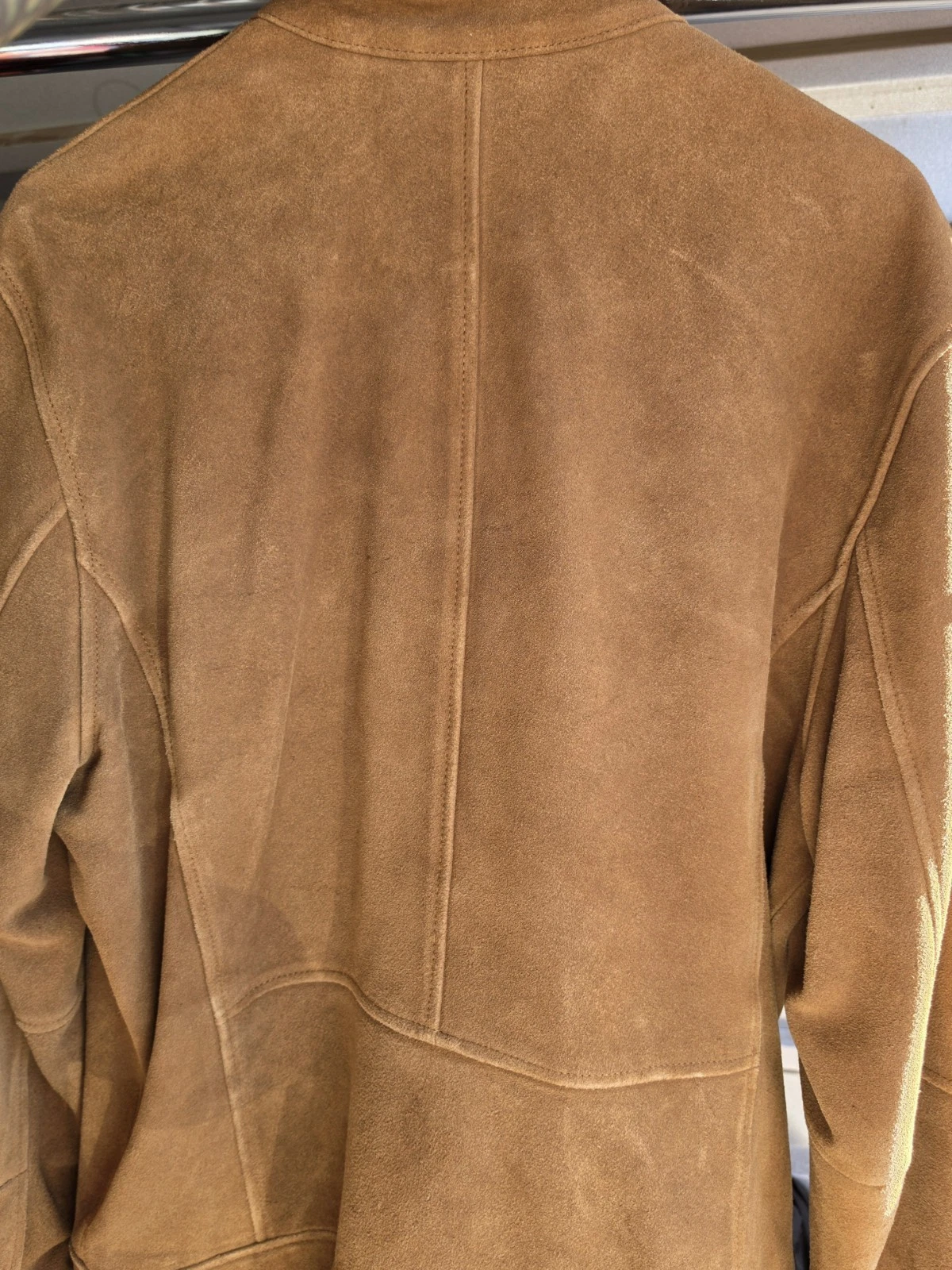 Banana Republic Men's Brown Suede Bomber Jacket Lined Stand Collar Full Zip XL - product detail image 3