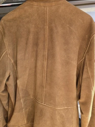Banana Republic Men's Brown Suede Bomber Jacket Lined Stand Collar Full Zip XL image 3