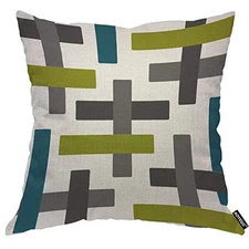  Abstract Teal Chartreuse Blue Green Grey Throw Pillow Cover Classic Repeat 