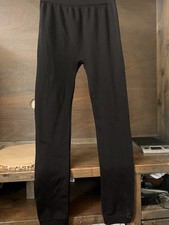 Leggings Womens SIZE LARGE Stretch Pull On Black ELASTIC WAIST POLY SPANDEX