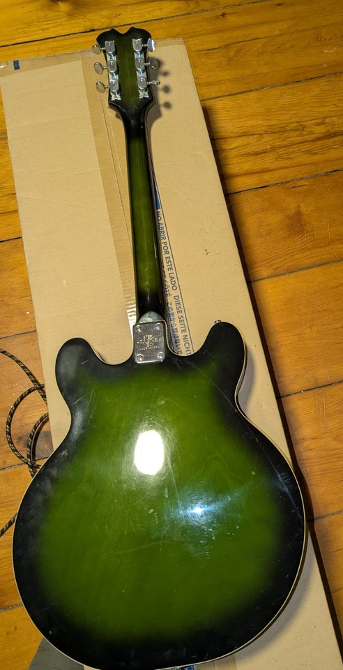 Guitarra Eléctrica Encore Hollowbody Años 60 De Colección - Green Burst - Hecha en Japón Foto 2 de 4