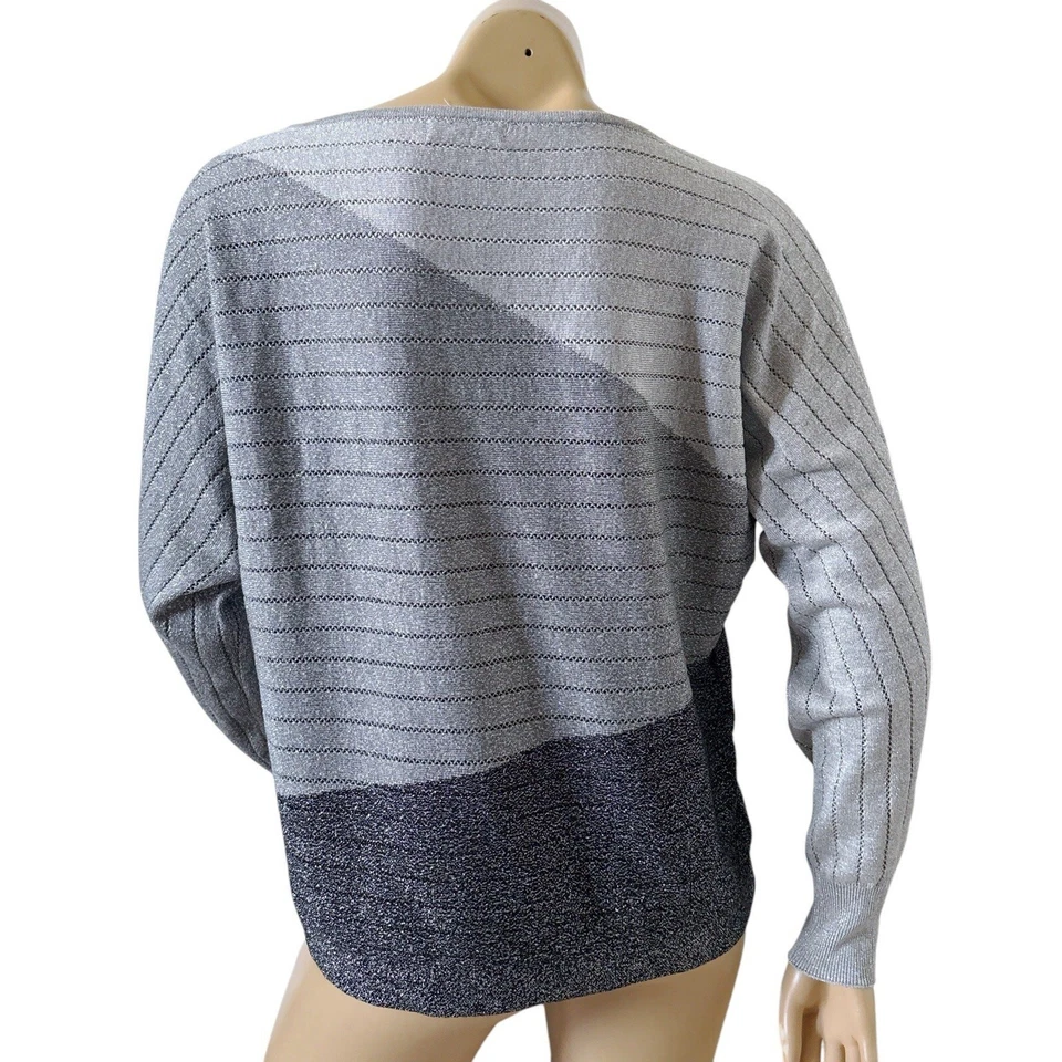 Camisa Top KATHY IRELAND Mujer Talla Mediana Bloque de Color Brillante Manga Larga Tejida Foto 4 de 4