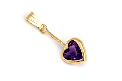 9ct Gold Amethyst Heart necklace Pendant no chain Gift Boxed Made in UK