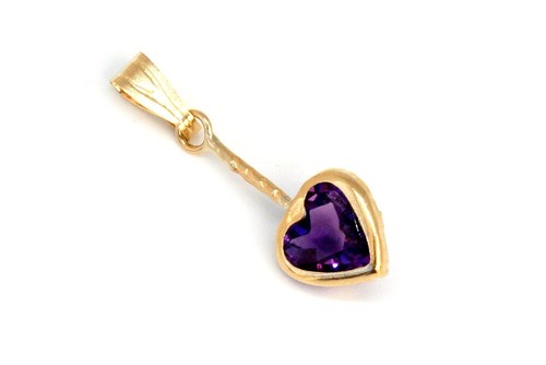 9ct Gold Amethyst Heart necklace Pendant no chain Gift Boxed Made in UK - Picture 1 of 5