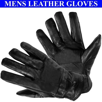 Gants En Cuir Pour Hommes Hiver Chauds Isolés Doux Gant De Conduite - Photo 1/4