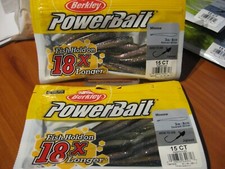 2 Packs Berkley Soft Fishing PowerBait 3" Split Tail Minnow Emerald Shiner