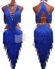 L2199 ballroom Specialty Adult Rhythm/ Latin samba dance dress UK10 US 8 blue