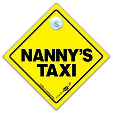 Nanny's Taxi Car Sign, Nannys Taxi Sign With Suction Cup, Baby on Board Style