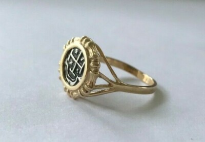 ATOCHA Münzring 14k Gold Bambusring versunkener Schatz Schiffbruch Münze Schmuck