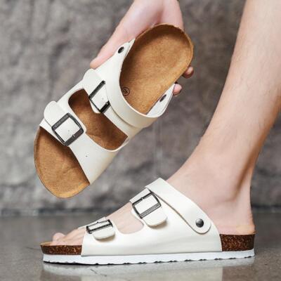 Men Fashion Walking Summer Pull On Thick Sole Casual Buckle Black Sandals Shoes