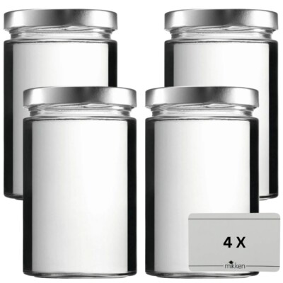 mikken 4x Glasdose 580 ml Vorratsglas Einmachglas + Schraubverschluss PVC frei 