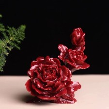 Natural cinnabar quartz Hand Carved Crystal flower Carving healing