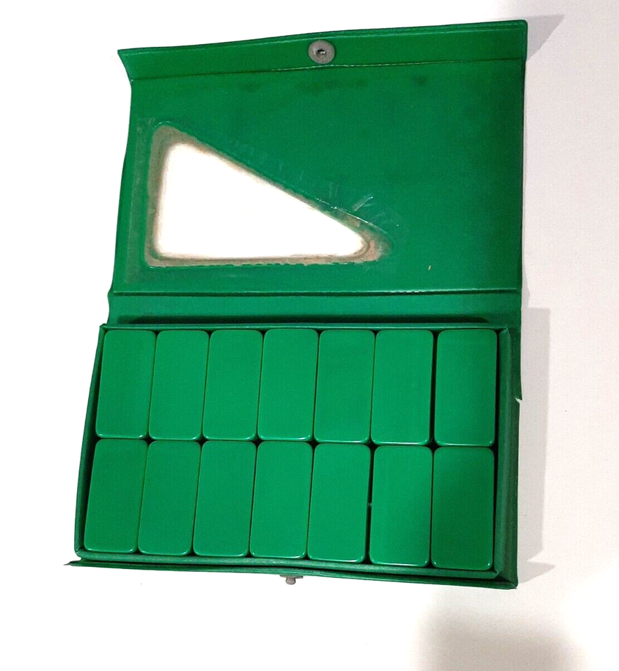 Green DoubleSix Standard Size Dominoes Set of 28 Crisloid Tiles in
