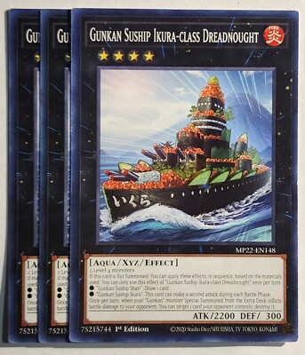 Yugioh x3 Gunkan Suship Ikura-class Dreadnought MP22-EN148 Common 1st Ed |  eBay