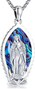 Virgin Mary Collier 925 Pendentif en argent sterling Bijoux religieux pour hommes Femmes
