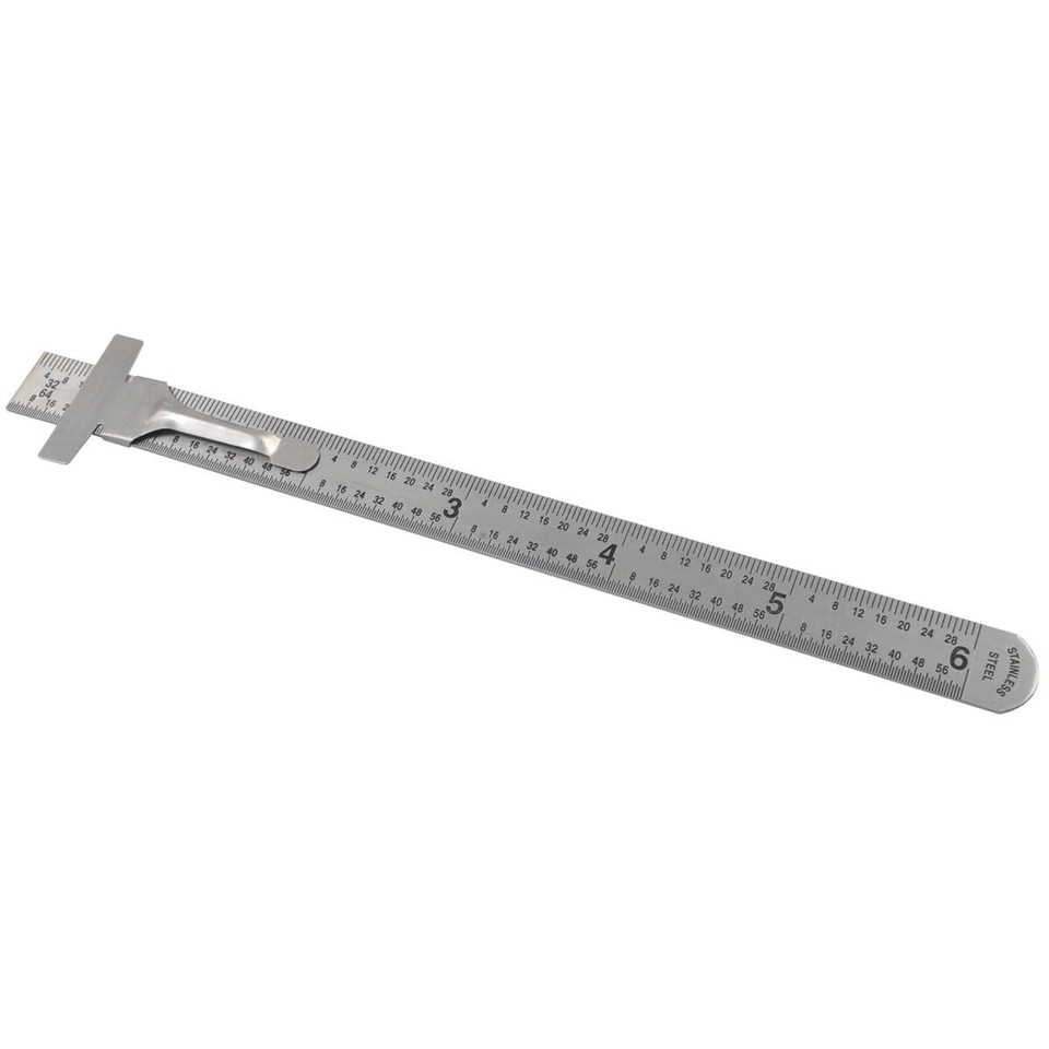 6 in. Pocket Ruler, Small Design, Stainless Steel, Decimal Equivalent ...