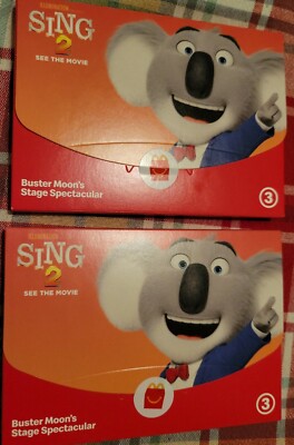 2X pair McDonald s Happy Meal 2021 Sing 2 Toy #3 Buster Moon s Stage Spectacular