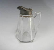 Vintage Syrup & Molasses Pitcher Glass with Pewter Lid 5"