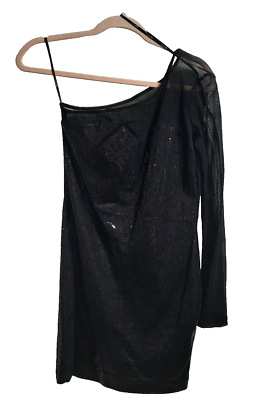 open lace back dress Dura One Shoulder Sequin Mini Dress main image 0