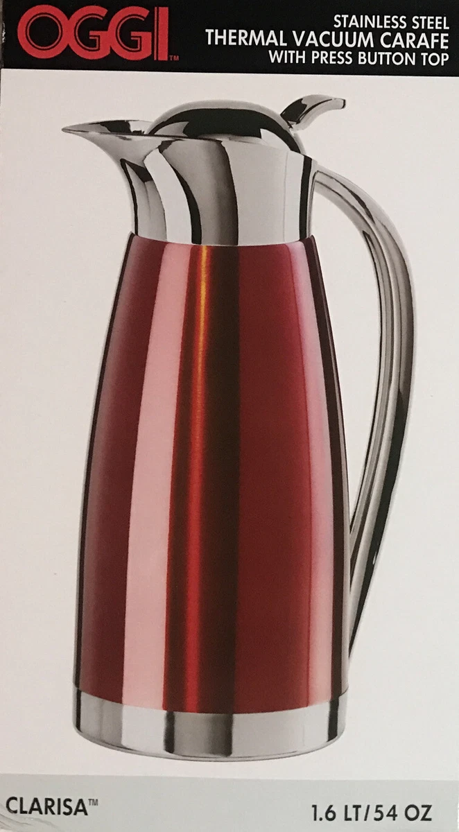 Oggi Clarisa Thermal Vacuum Carafe Red 6529 Stainless Steel w
