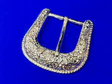 Western Ranger Style Engraved Flower Swirl Replacement Silver Tone Belt Buckle