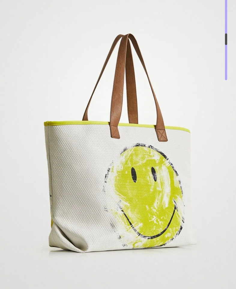 Nuevo XL SMILEY® SHOPPER Bolso de Mujer Amarillo Bolso con Asa Superior Foto 4 de 4