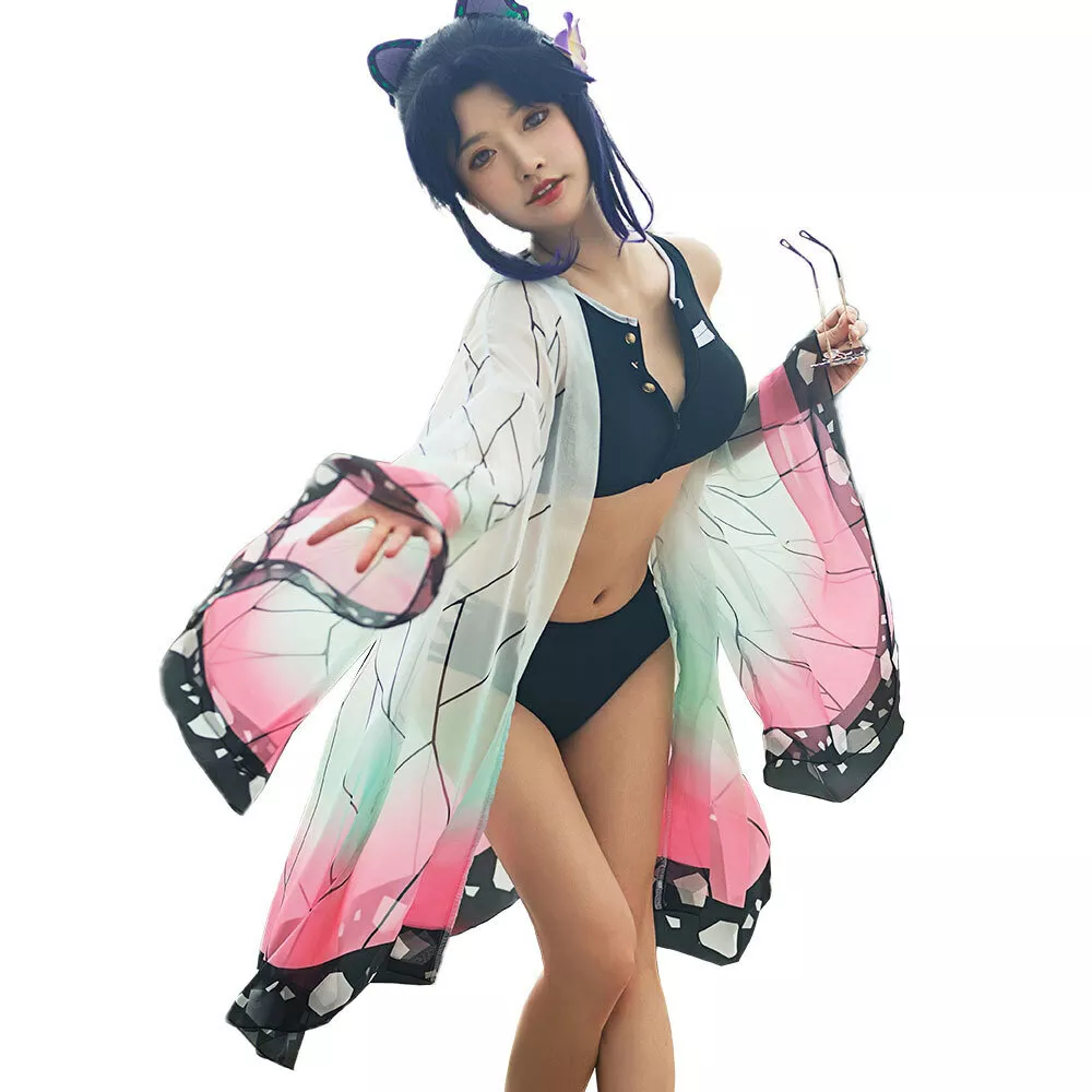 Women Splitted Two-piece Swimsuit Shinobu Swimwear Bathing Suit with Cover  Up