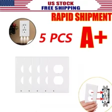 5 Pack Outlet Cover Built-In LED Night Light Bulbs Wall Plate Rounded Receptacle
