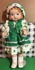 Porcelain Doll Hand Made Outfit Irish Shamrock Print 18” Stand And Dust Cover — photo 1