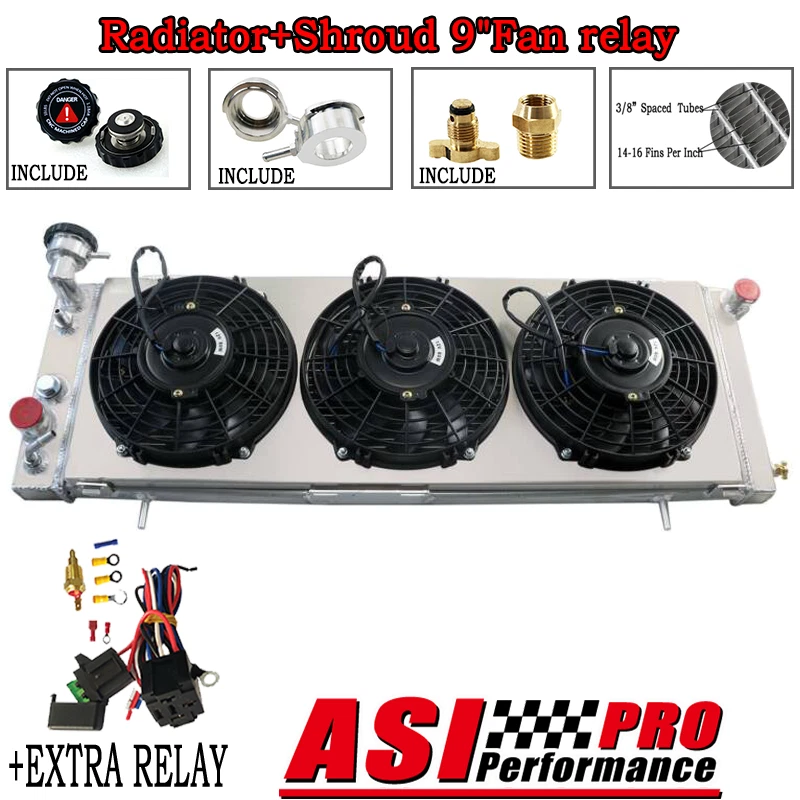 Aluminum Radiator+Shroud Fans For 1984-2001 1986 Jeep Cherokee XJ Comanche 4.0L Foto 3 de 4