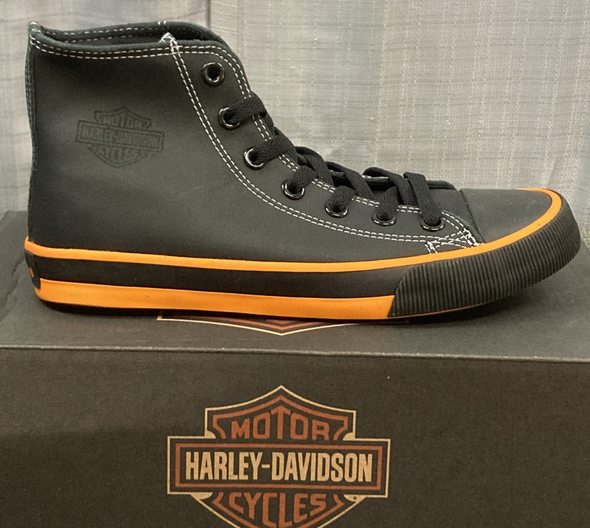 NEW HARLEY DAVIDSON D93816 SIZE 7 MEN'S NATHAN 4.25” BLACK ORANGE