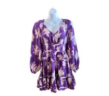 NWT ULLA JOHNSON Purple Emery Dress Cassis Blur 100% Silk Size 0, Party, Summer