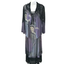 Citron Santa Monica 100% Silk Asian Design Dress and Blouse Set Size XS 2 Pieces