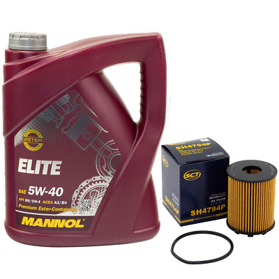 Motoröl Set 5W40 5 Liter + Ölfilter SH4794P für Fiat Idea Panda Opel Corsa C