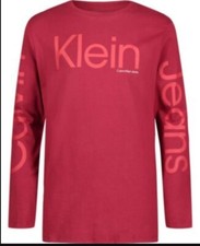 Calvin Klein Big Boys Long Sleeve 100 Cotton Graphic Logo T Shirt L 14-16 NWT