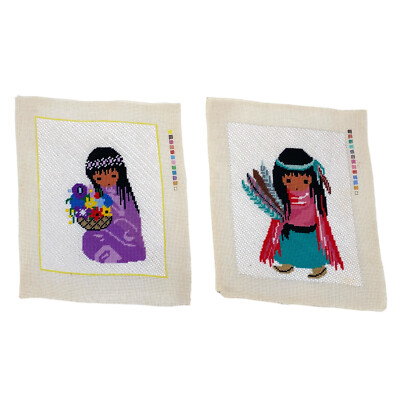 Native Girl South American Needlepoint Sampler Set 2 Indigenous Texture Complete