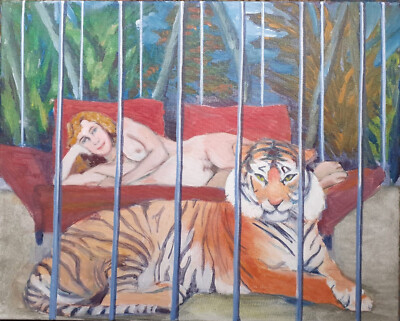 Akrylgemälde / Painting: Tiger and me / 50 x 60 cm. 