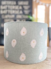 HANDMADE LAMPSHADE IN SUSIE WATSON DUCK EGG BLUE MIKA FABRIC DRUM OR TAPERED
