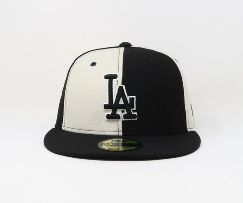 New Era 59Fifty Kids Cap Boys Los Angeles Dodgers Black White Pinwheel Hat - Picture 2 of 5