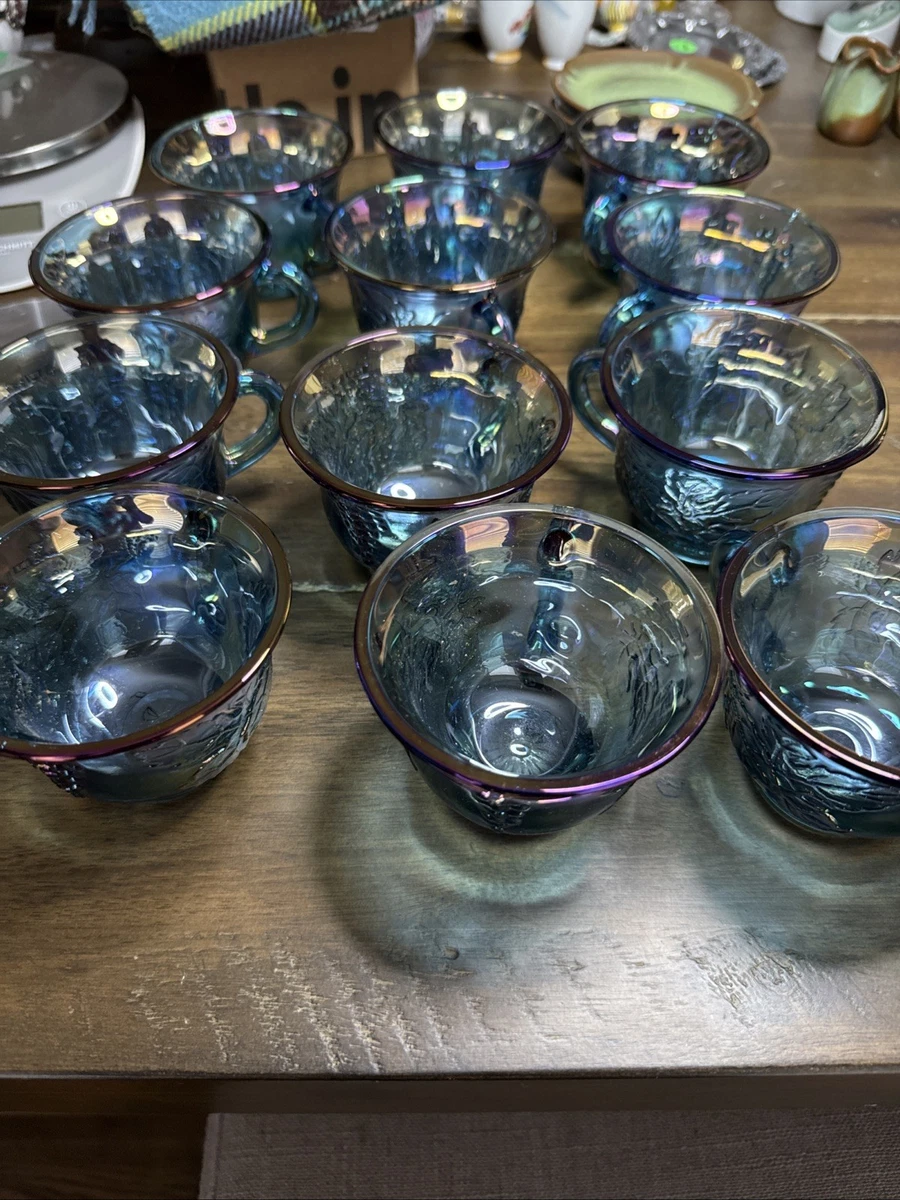 超レア インペリアルグラス社アメリカ製アンティーク・カーニバルガラスボウル 3点 Carnival Glass Punch Cups In Vintage Imperial Carnival Glass for