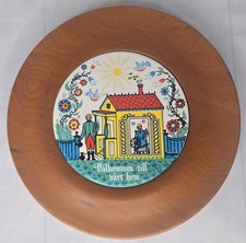 MCM Swedish Berggren &ldquo;Welcome to Our Home&rdquo; Folk Art Trivet Wood Cottagecore 10"