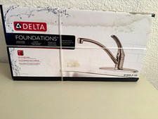 Delta Foundations B1310LF-SS High Arc Single Handle Faucet, SS, 4in w/Plate