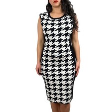 Calvin Klein White & Black Houndstooth Sweater Dress SIZE SMALL