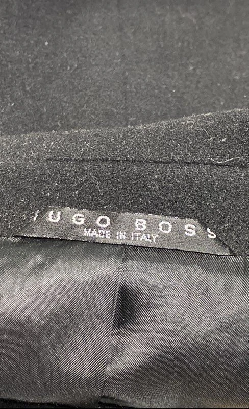 Hugo Boss Men's Black Wool Blend Long Dress Top Coat Overcoat Size 42R - Image 3 of 4
