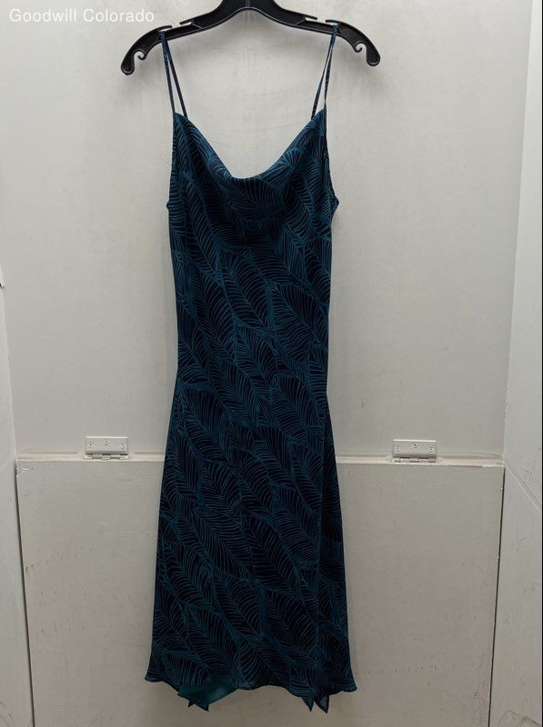 Express Womens Blue Leaf Print Sleeveless Classic A-Line Dress Size 5/6