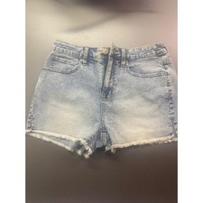 NO BOUNDARIES Denim Jean Shorts Womens Size 9 Light Wash Frayed Hem vacation